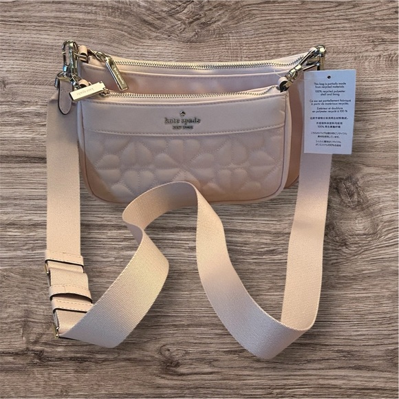 KATE SPADE DUET SPADE FLOWER QUILTED NYLON CROSSBODY - Picture 2 of 8